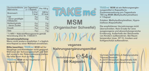 AKTION - TAKEme MSM - Organischer Schwefel (Kapseln)